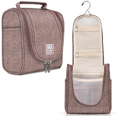 Small Collapsible Hanging Toiletry Bag - Coffee with Milk Brown
