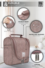 Small Collapsible Hanging Toiletry Bag - Coffee with Milk Brown