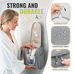 Medium Collapsible Hanging Toiletry Bag - Quartz Gray (Beige Interior)