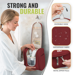 Medium Collapsible Hanging Toiletry Bag - Wine Red