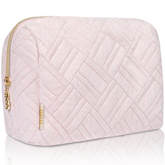 Large Embroidered Cosmetic Pouch - Heavenly Pink