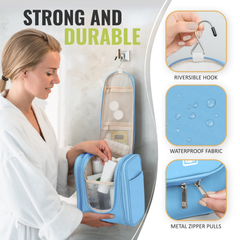 Medium Collapsible Hanging Toiletry Bag - Baby Blue