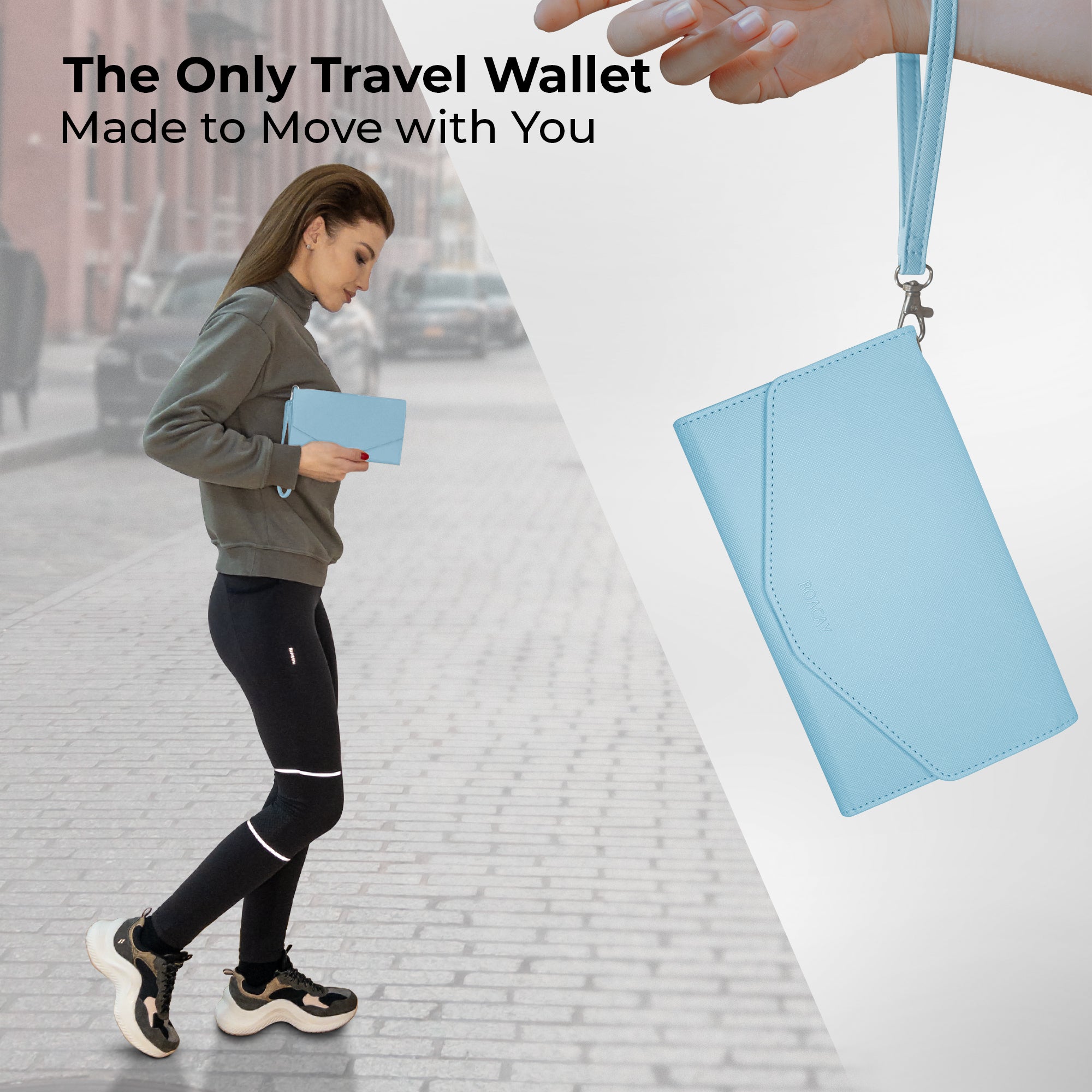 Baby Blue Travel Wallet & Passport Holder for Women & Men