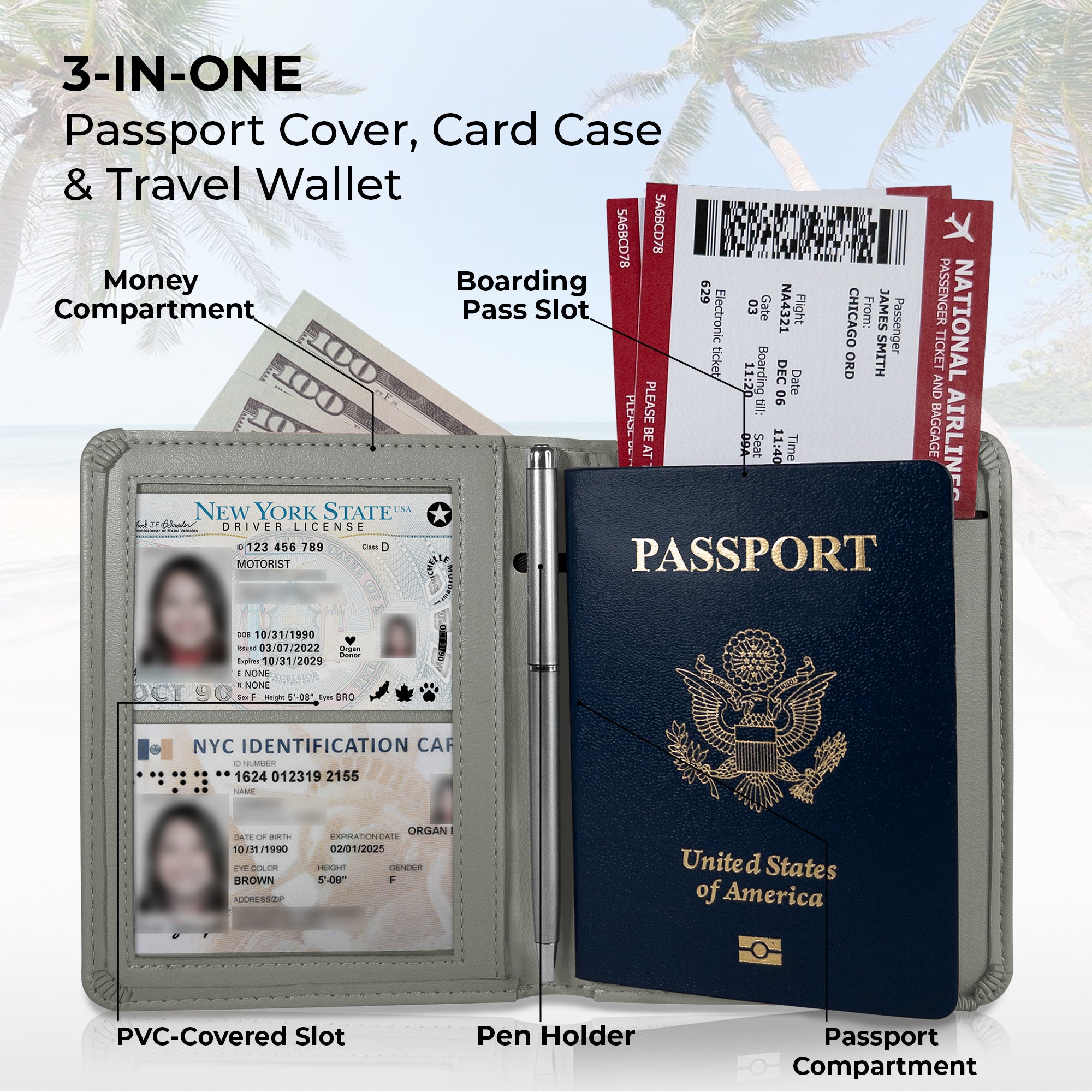 Passport Holder Travel Wallet Passport Covers Document Organizer for Women  & Men