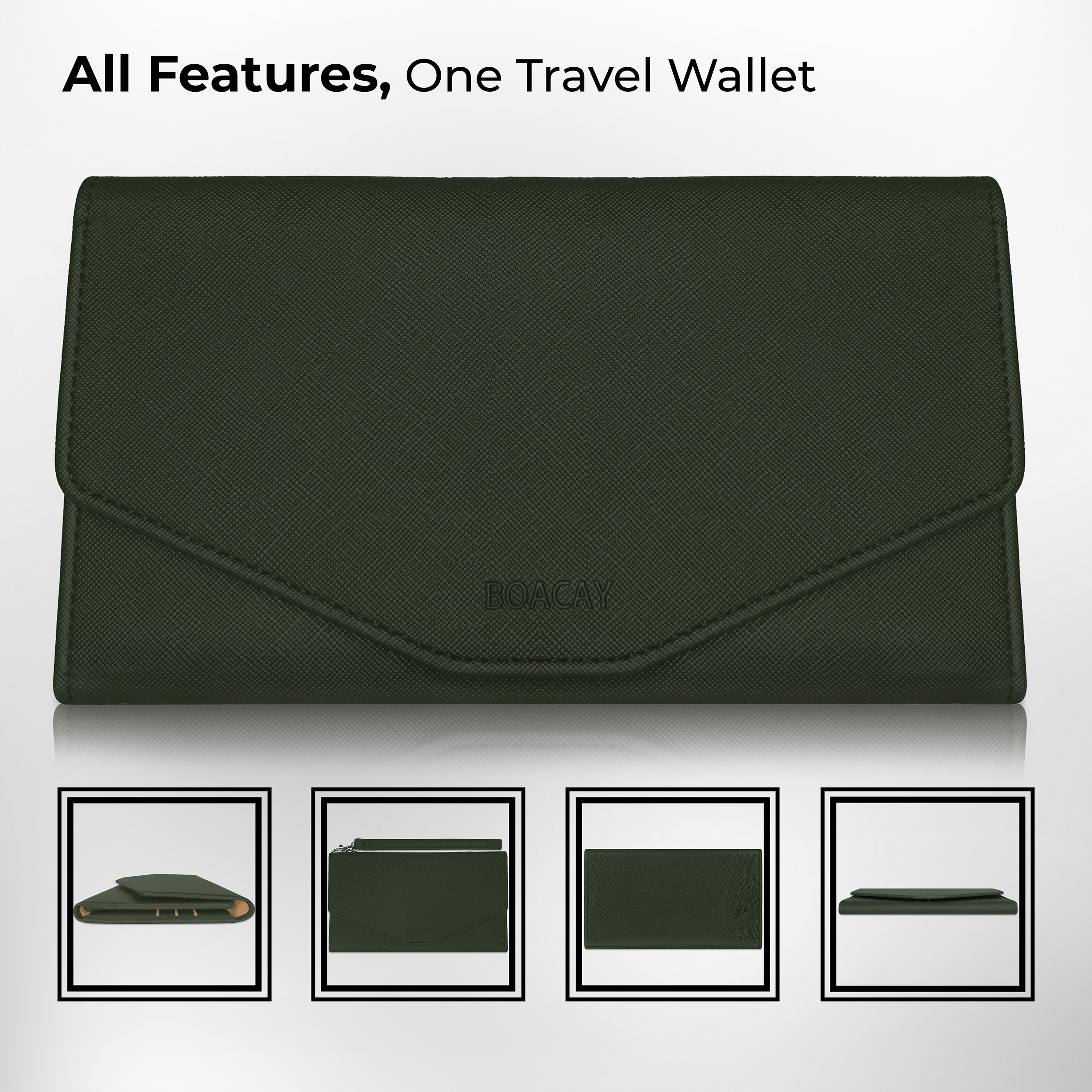 Olive Green Travel Wallet & Passport Holder for Women & Men