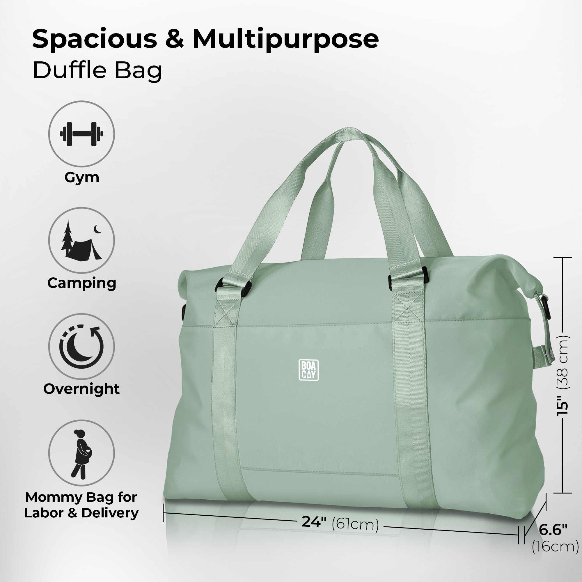 Green Large Travel Duffle Bag for Women & Men