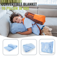 Bunny Packable Travel Blanket - Baby Blue