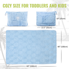 Bunny Packable Travel Blanket - Baby Blue
