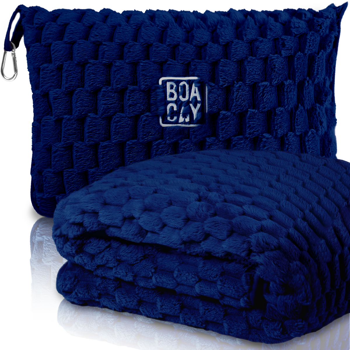 Honeycomb Packable Travel Blanket - Navy Blue