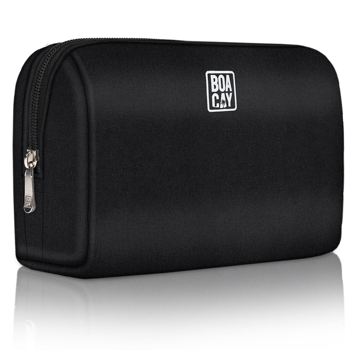 Black Travel Toiletry Bag with multiple compartments for a perfect organization of your cosmetics. It is waterproof and perfect for travel, camping or business trips. Practical and Portable, this cosmetic bag is ideal for home use, but you can also fit it in your purse when you are on the go.