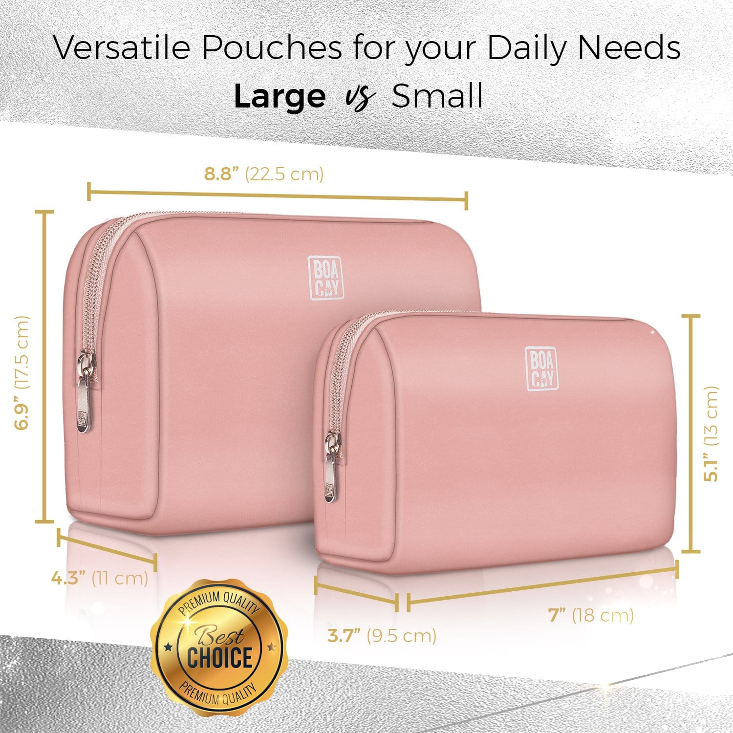 Small Dusty Rose Travel Cosmetic & Makeup Bag - Boacay