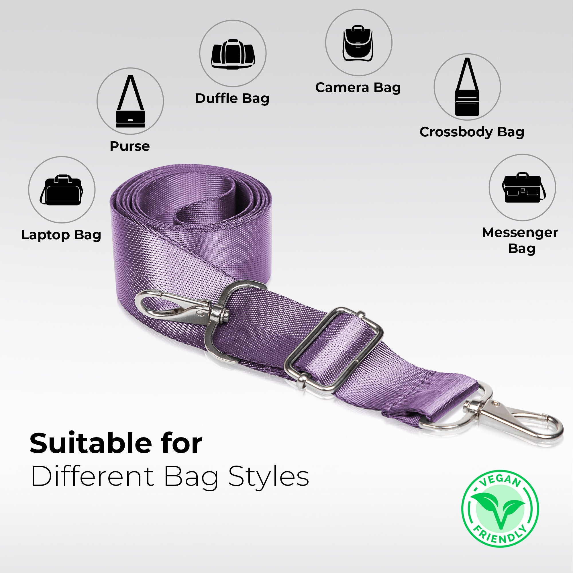 BOACAY Wide Purse Strap Replacement for Crossbody, Messenger, Duffle,  Shoulder Bag, Handbag - Universal, Adjustable, Comfortable - 100% Strong  Nylon