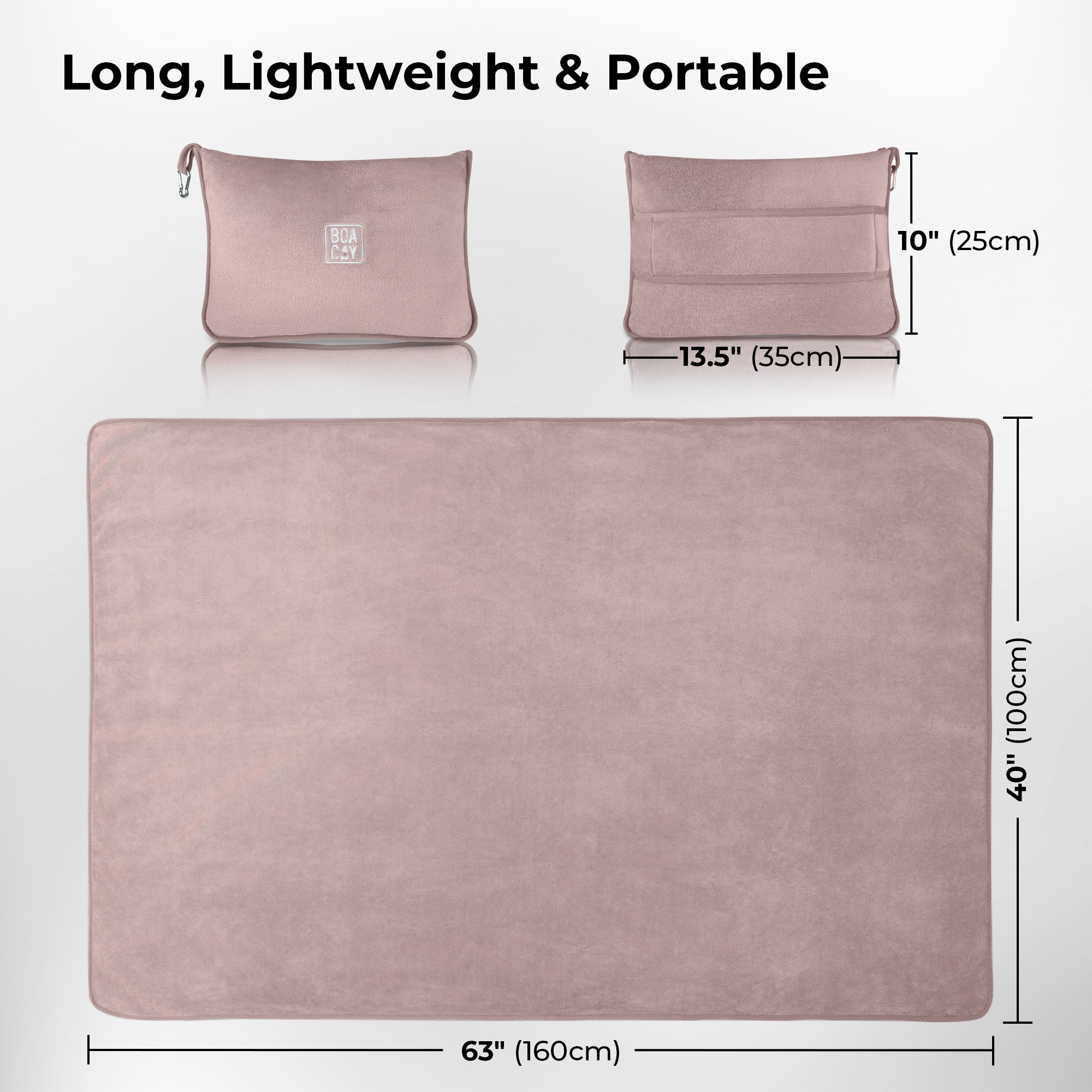 Pink Soft & Warm Travel Blanket for Airplane & Car - Boacay